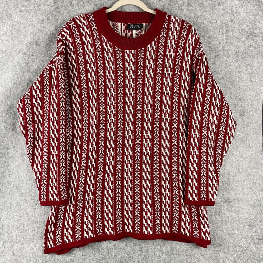 Vintage Shock Casual Tunic Sweater Womens Large Geometric Patterned Knit 80s 90s